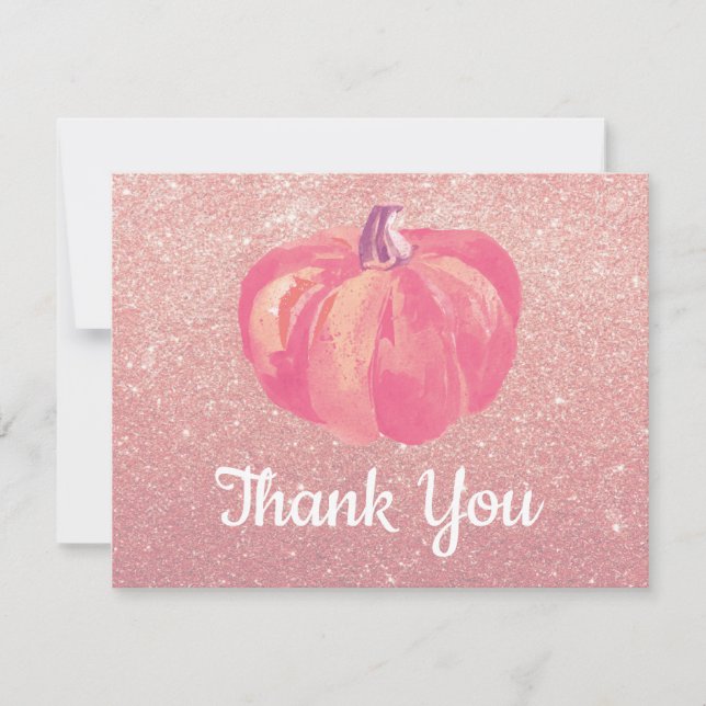 Carte De Remerciements Confettis de citrouille d'automne rose or rose pai (Devant)