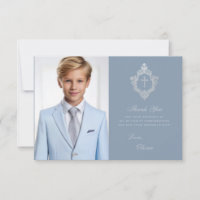 Confirmation Dusty Blue Boy Photo Silver Crest bec