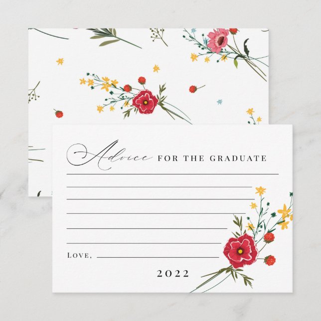 Carte De Remerciements Conseil fleur sauvage pour le diplômé (Devant / Derrière)