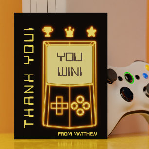 Carte De Remerciements Console de jeu à lueur jaune