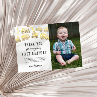 Carte De Remerciements Construction simple moderne photo premier annivers