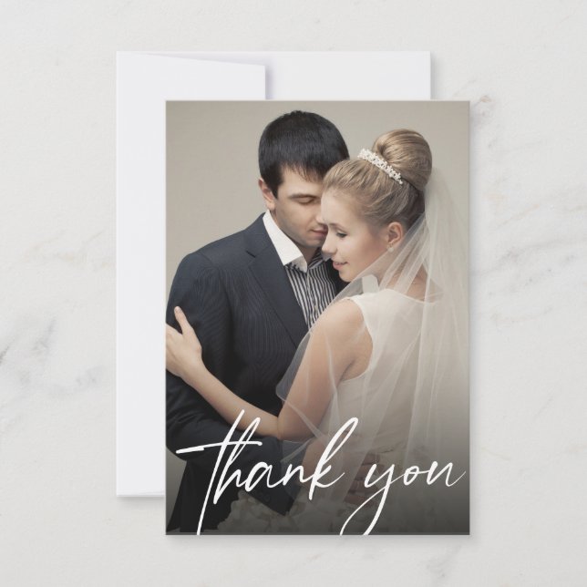Carte De Remerciements Contemporain Personnalisé 2 Photos Mariages Simple (Devant)