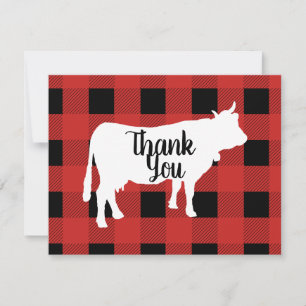 Carte De Remerciements Contrôle rouge de Buffalo avec la vache
