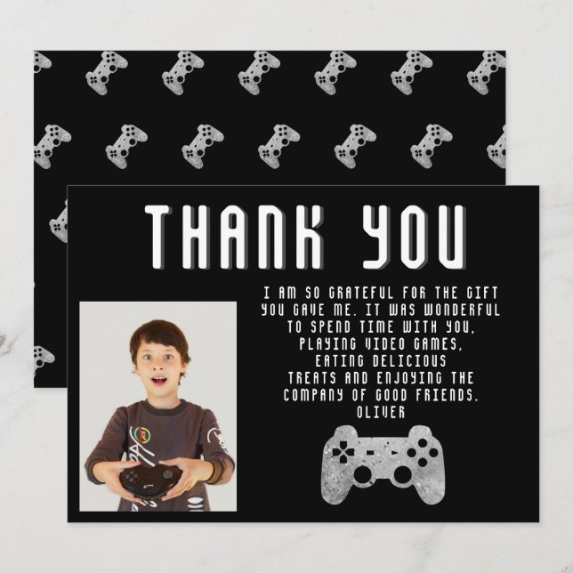Carte De Remerciements Contrôleur de jeu vidéo Jeux Photo Anniversaire (Devant / Derrière)