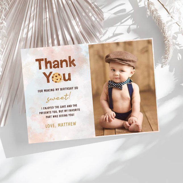 Carte De Remerciements Cookie Boy Photo de fête d'anniversaire (Créateur téléchargé)