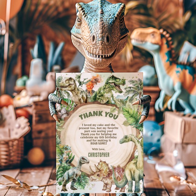Carte De Remerciements Cool Dinosaures Verdure Dino-mite Anniversaire (Créateur téléchargé)