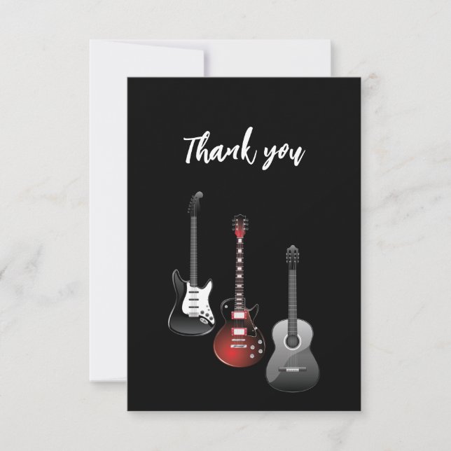 Carte De Remerciements Cool Electric Guitars for Music Thank You (Devant)