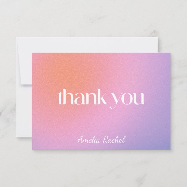 Carte De Remerciements Cool tendance Dégradé violet Bat mitzvah personnal (Devant)