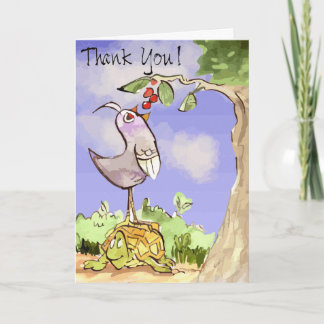 Carte De Remerciements Copain reconnaissant d'oiseau et de tortue