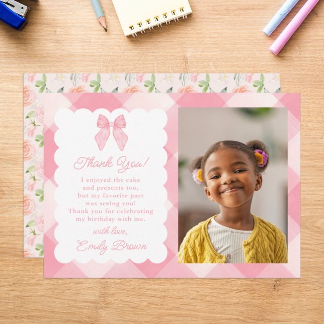 Carte De Remerciements Coquette à mâchoire rose personnalisée Photo esthé (Créateur téléchargé)