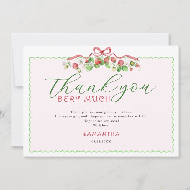 Carte De Remerciements Coquette Berry Sweet N'importe quel âge Anniversai (Devant)