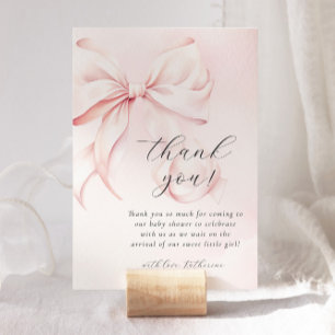Carte De Remerciements Coquette Bow Baby shower rose