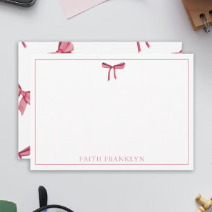 Carte De Remerciements Coquette d'arc rose aquarelle personnalisée