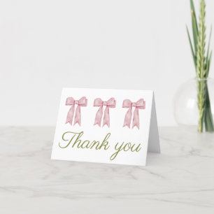 Carte De Remerciements Coquette féminine Aquarelle Bow rose