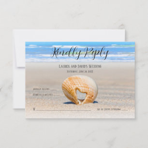 Carte De Remerciements Coquillage avec un Coeur sur le sable à la plage,
