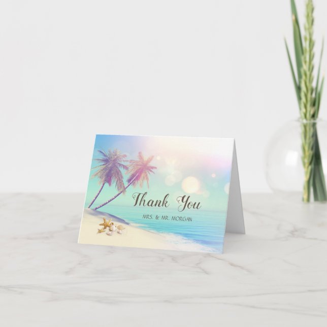 Carte De Remerciements Coquillages de plage de Palms (Devant)