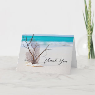 Carte De Remerciements Coquillages sur une plage de sable Photo