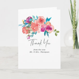 Carte De Remerciements Coral et Fandango Floral Mariage Photo