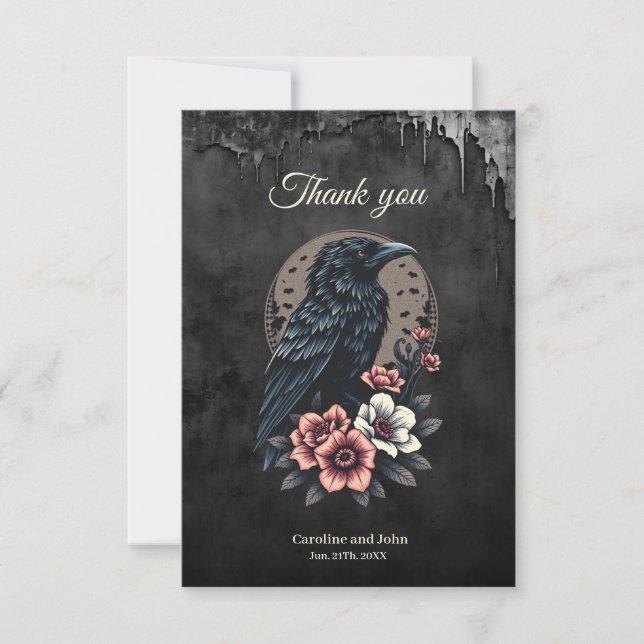 Carte De Remerciements Corbeau noir (Devant)