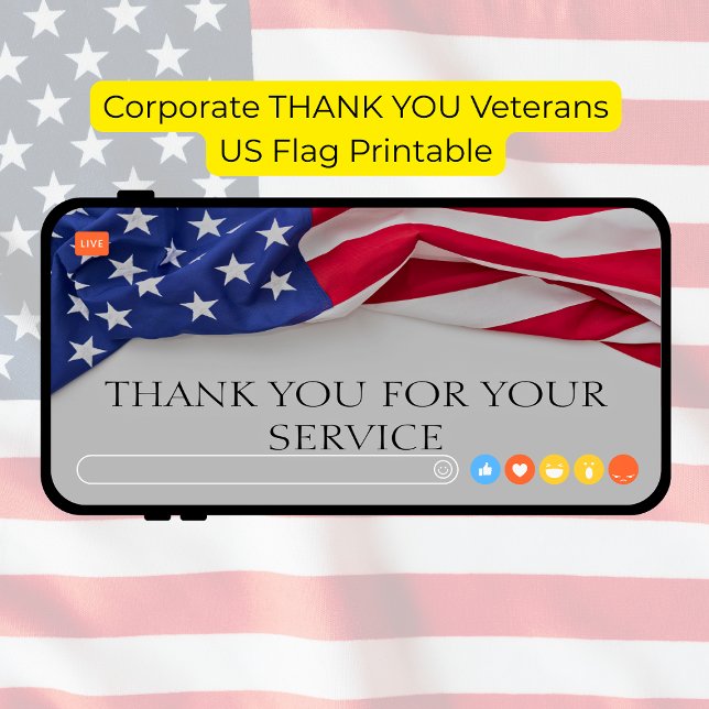 Carte De Remerciements Corporate THANK YOU Veterans US Flag Printable (Corporate Thank You For Your Service Veterans US Flag Printable
)