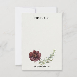 Carte De Remerciements Cosmos au Chocolat et Romarin