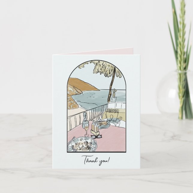 Carte De Remerciements Côte d'Amalfi, Italie Aquarelle (Devant)