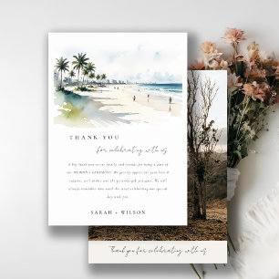 Carte De Remerciements Côte Miami Beach Palm Tree Mariage d'aquarelle