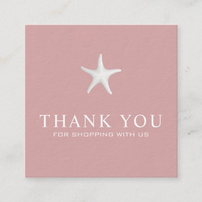 Carte de remerciements côtière - Design rose & Sta (Devant)