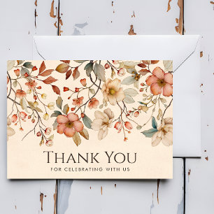 Carte De Remerciements Cottagecore personnalisé Fleur sauvage beige neutr
