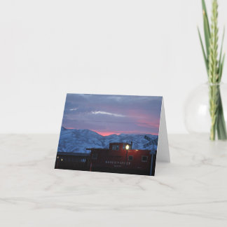 Carte De Remerciements coucher de soleil dans le sous-sol avec train