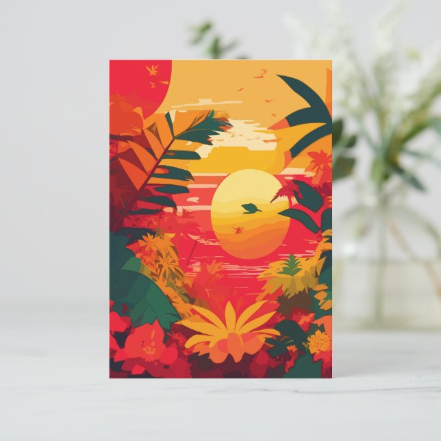 Carte De Remerciements Coucher de soleil de Reggae de l'île tropicale (Debout devant)