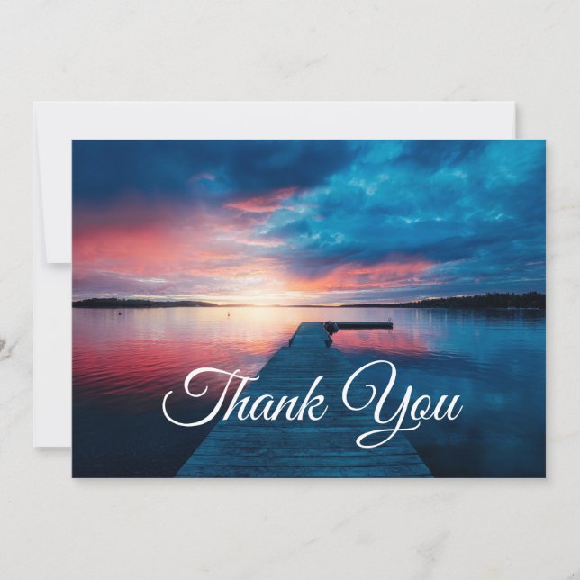 Carte De Remerciements Coucher de soleil magnifique sur un lac calme (Devant)