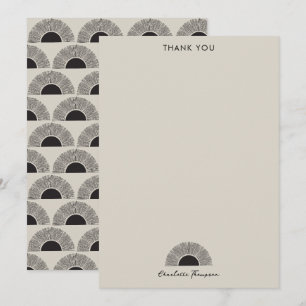 Carte De Remerciements Coucher de soleil noir et beige moderne Motif d'ar