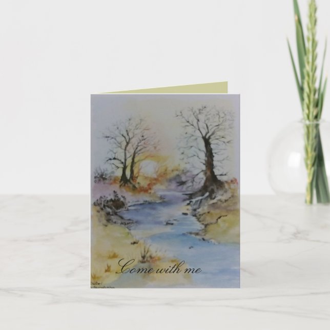 Carte De Remerciements Coucher de soleil sur la rivière et le paysage (Devant)