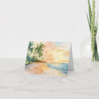 Carte De Remerciements Coucher de soleil tropicale aquarelle