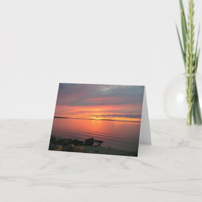 Carte De Remerciements Coucher du soleil au-dessus de baie de Noyac (Devant)