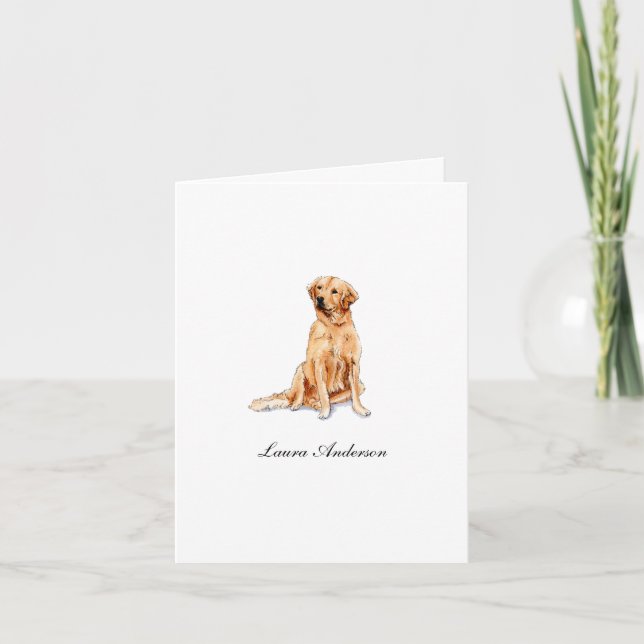 Carte De Remerciements Couleur d'aquarelle Golden Retriever mignonne plié (Devant)