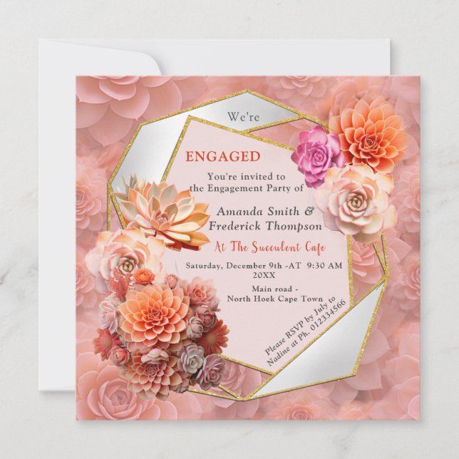 Carte De Remerciements Couleur de broyage d'abricot 2024 avec succulents (Devant)