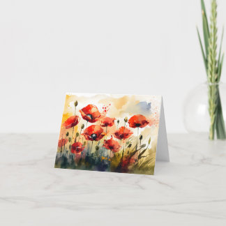 Carte De Remerciements Couleur d'eau du champ rouge Abstrait de crapets