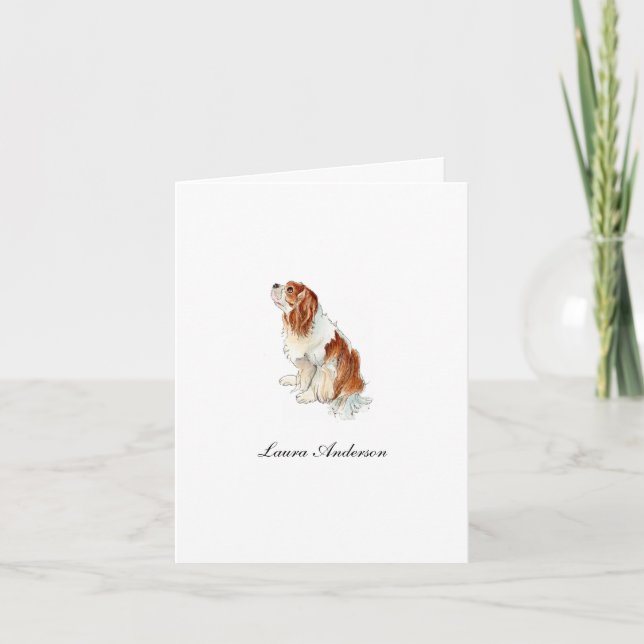 Carte De Remerciements Couleur d'eau mignonne King Charles Spaniel (Devant)