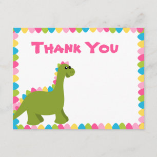 Carte De Remerciements Couleurs Bonbons Dino