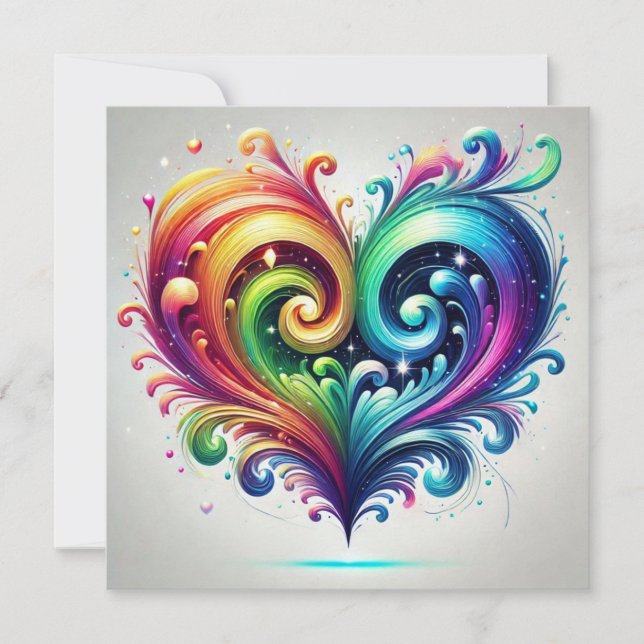 Carte De Remerciements Couleurs vives du coeur arc-en-ciel (Devant)