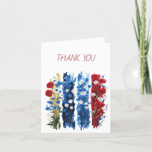 Carte De Remerciements Coup de pinceau de fleurs sauvages blanc, rouge et