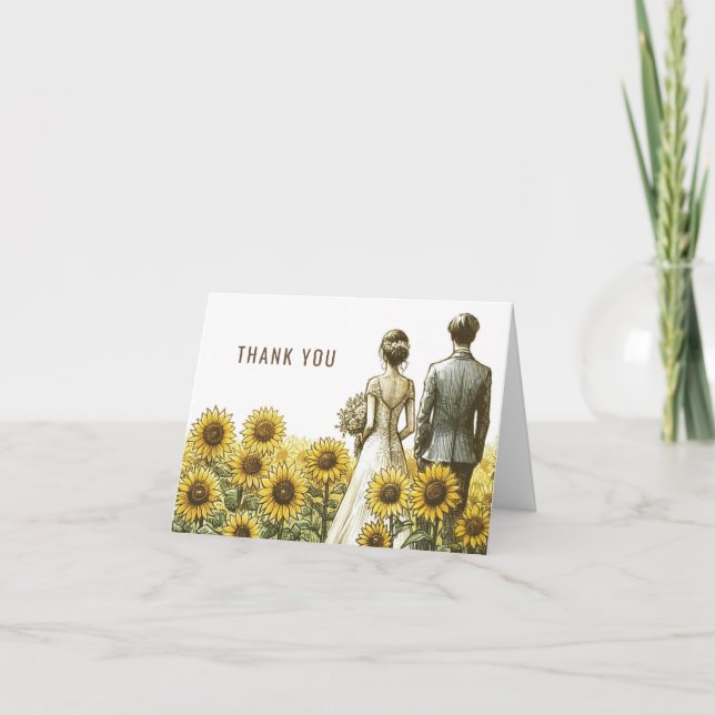 Carte De Remerciements Couple de tournesol (Devant)