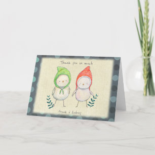 Carte De Remerciements Couple d'oiseau blanc mignon modifiable sur mesure