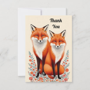 Carte De Remerciements Couple Fox mou