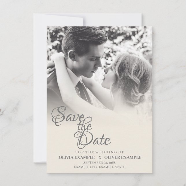 Carte De Remerciements Couple mariage en monochrome (Devant)