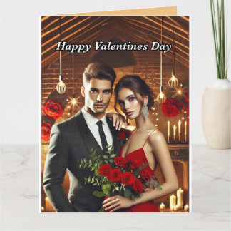 Carte De Remerciements Couple sophistiqué avec Roses rouges