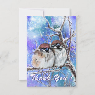 Carte de remerciements Couple Sparrows