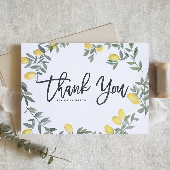 Carte De Remerciements Couronne de citron aquarelle Boho Été (Créateur téléchargé)